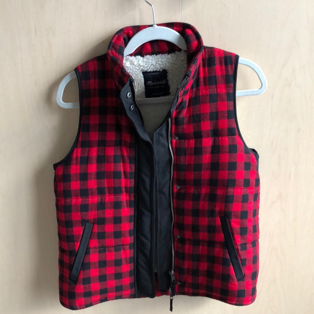 Madewell Plaid Sherpa Lined Vest
